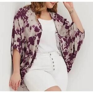 Torrid SZ 5/6 (5/6 X-Large) Kimono Top Tie-Dye 3/4 Sleeve Open-Front Lightweight